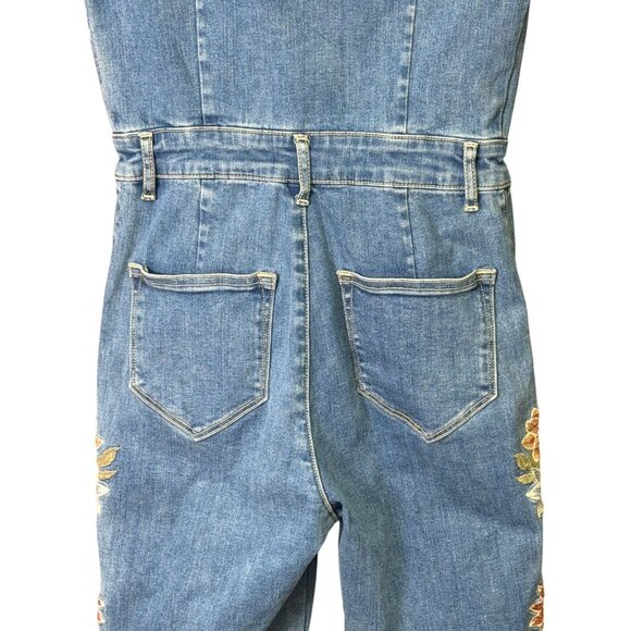 Free People x Driftwood Neptune Embroidered Denim Jumpsuit XS - Picture 12 of 16